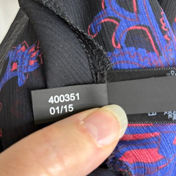 Express Wms M Bell Sleeve Sheer Floral Open Front Kimono Shawl Lace Trim Boho - Picture 10 of 10